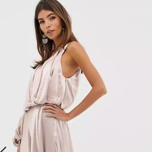 ASOS EDITION blouson one shoulder dress in satin